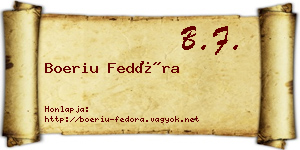 Boeriu Fedóra névjegykártya